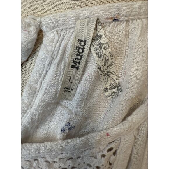 Mudd Tank Top Womens Large Boho Floral Embroidered Crochet Trim Summer Festival - Picture 11 of 11
